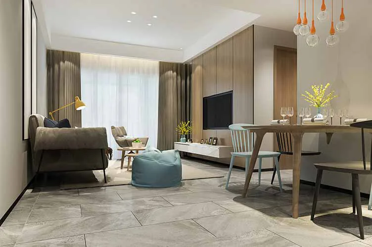 sala-de-estar-de-luxo-loft-de-renderizacao-3d-com-prateleira-perto-da-mesa-de-jantar2 Caça vazamento em apartamentos